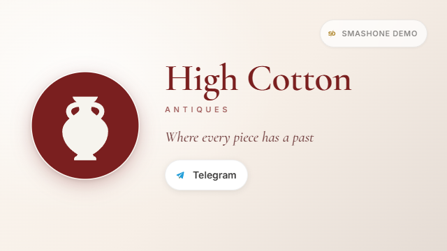 The High Cotton Telegram bot welcome card