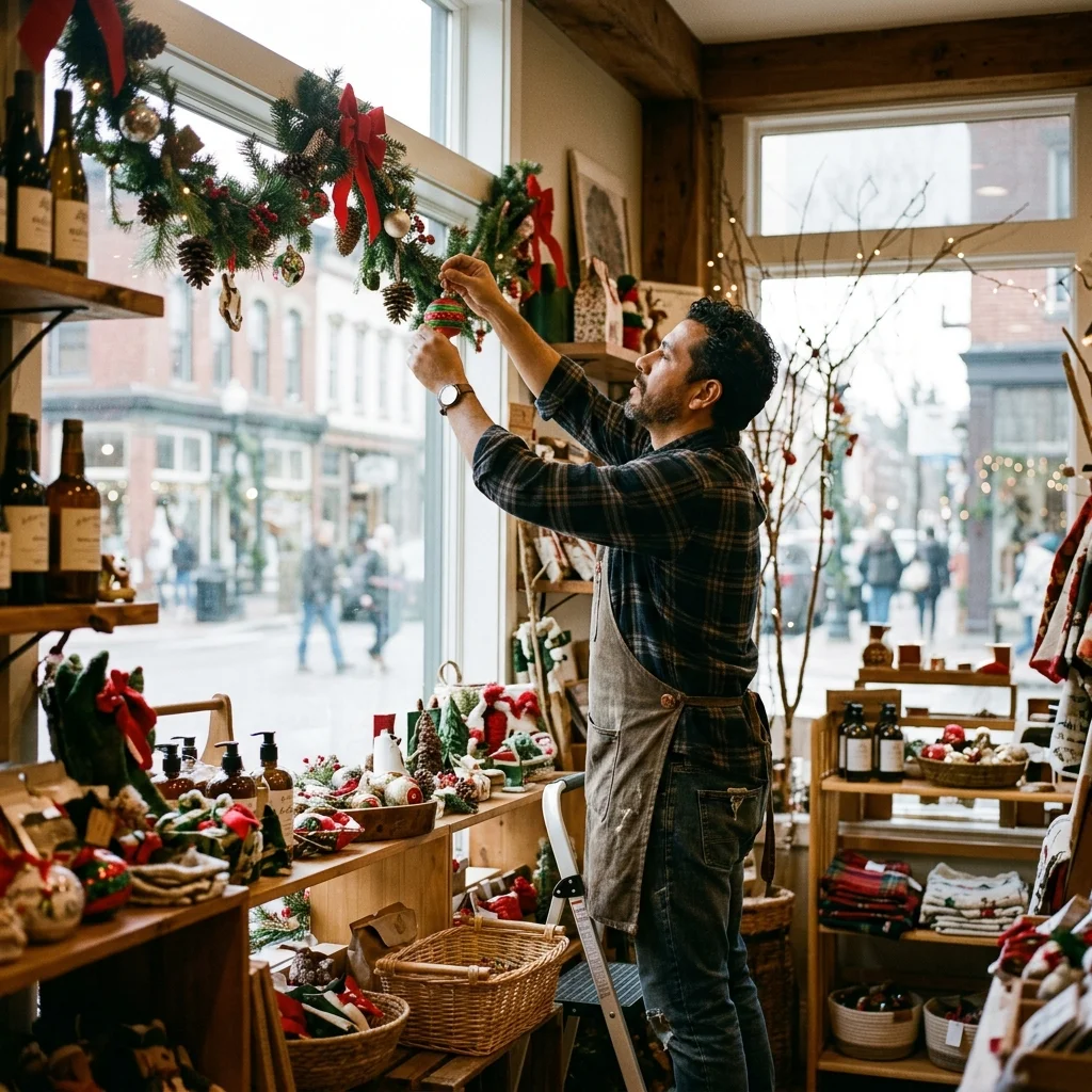 Warm seasonal storefront display ready for a holiday promotion