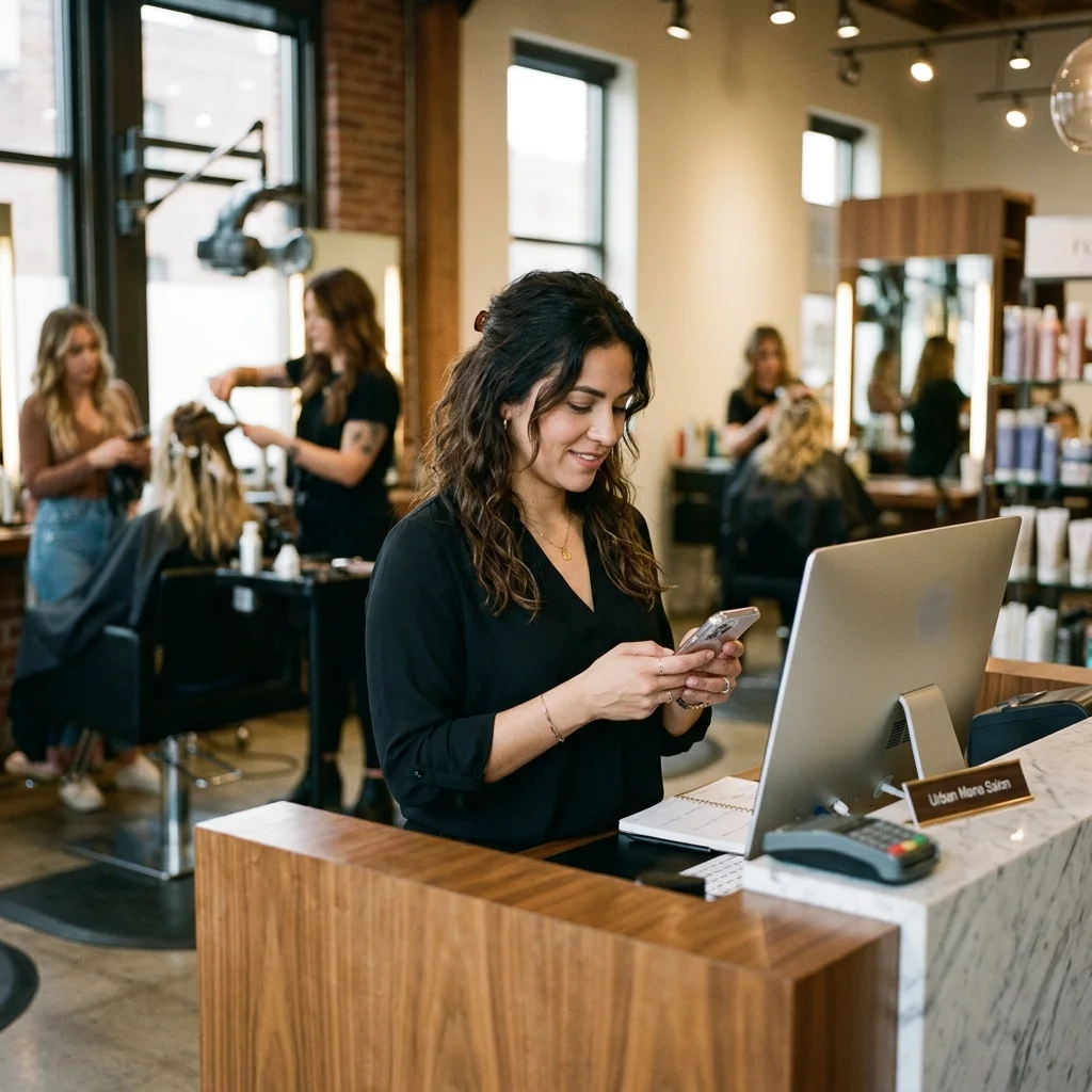 Salon owner confirming an appointment with a client