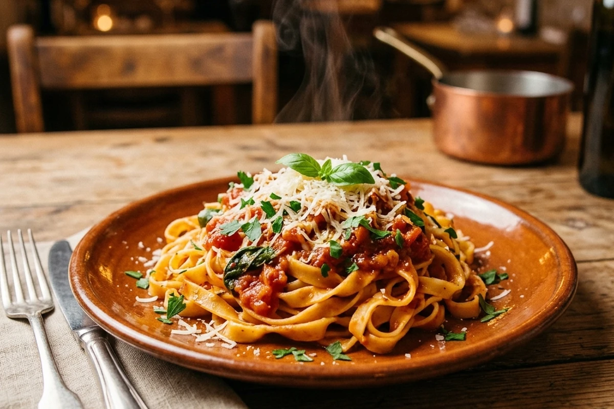 Plate of fresh pasta