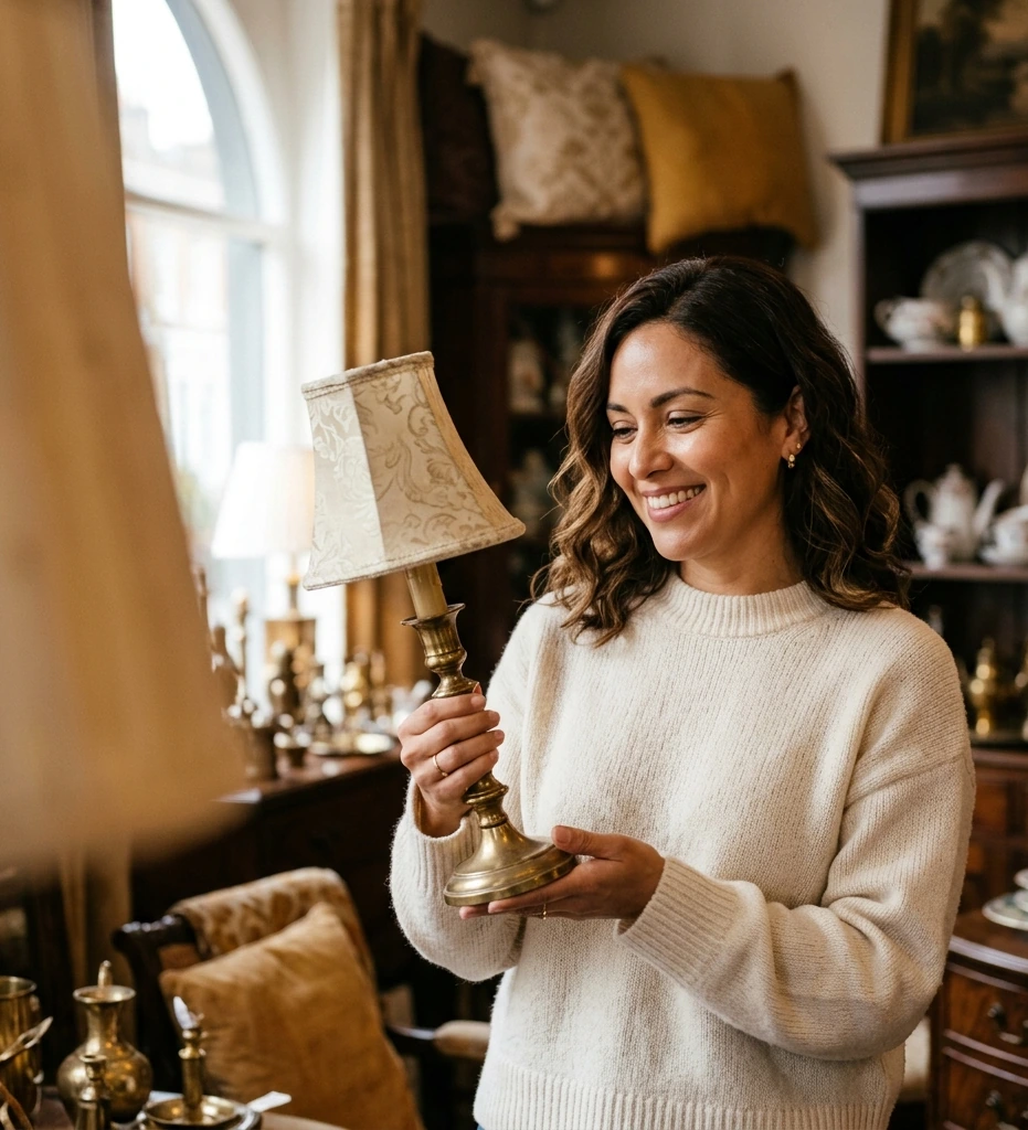 A customer browsing pieces at High Cotton Antiques