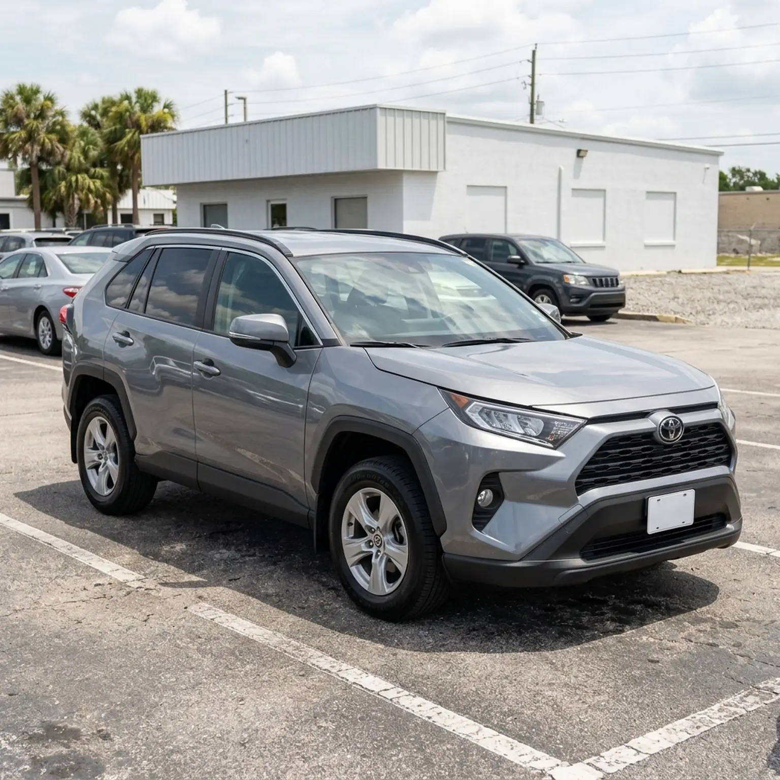 A 2021 Toyota RAV4 XLE on the lot