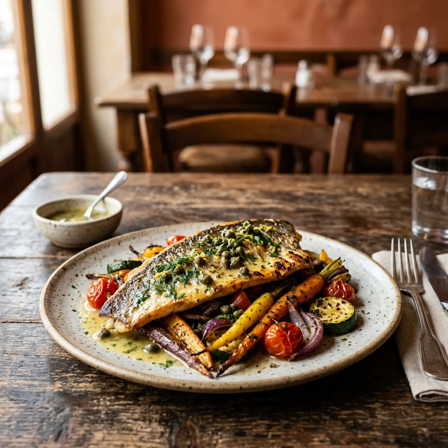 Branzino with lemon-caper butter