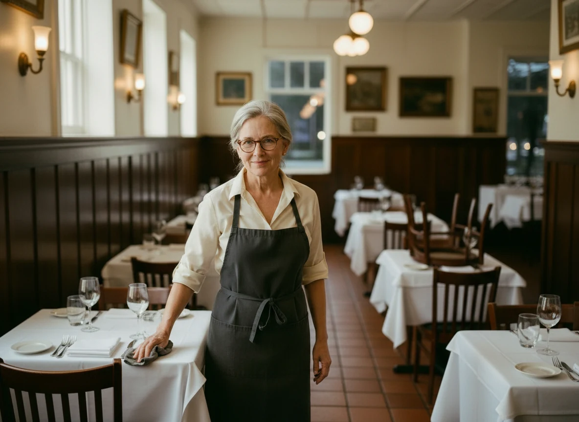 Margaret Ellison closing up the dining room at Tampa Pasta House
