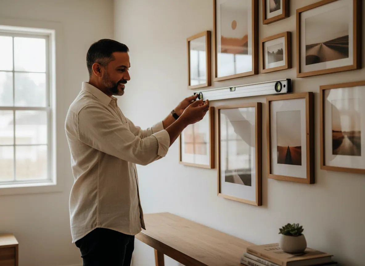 Mateo Salgado levelling a wall rail for a Casa Lista client