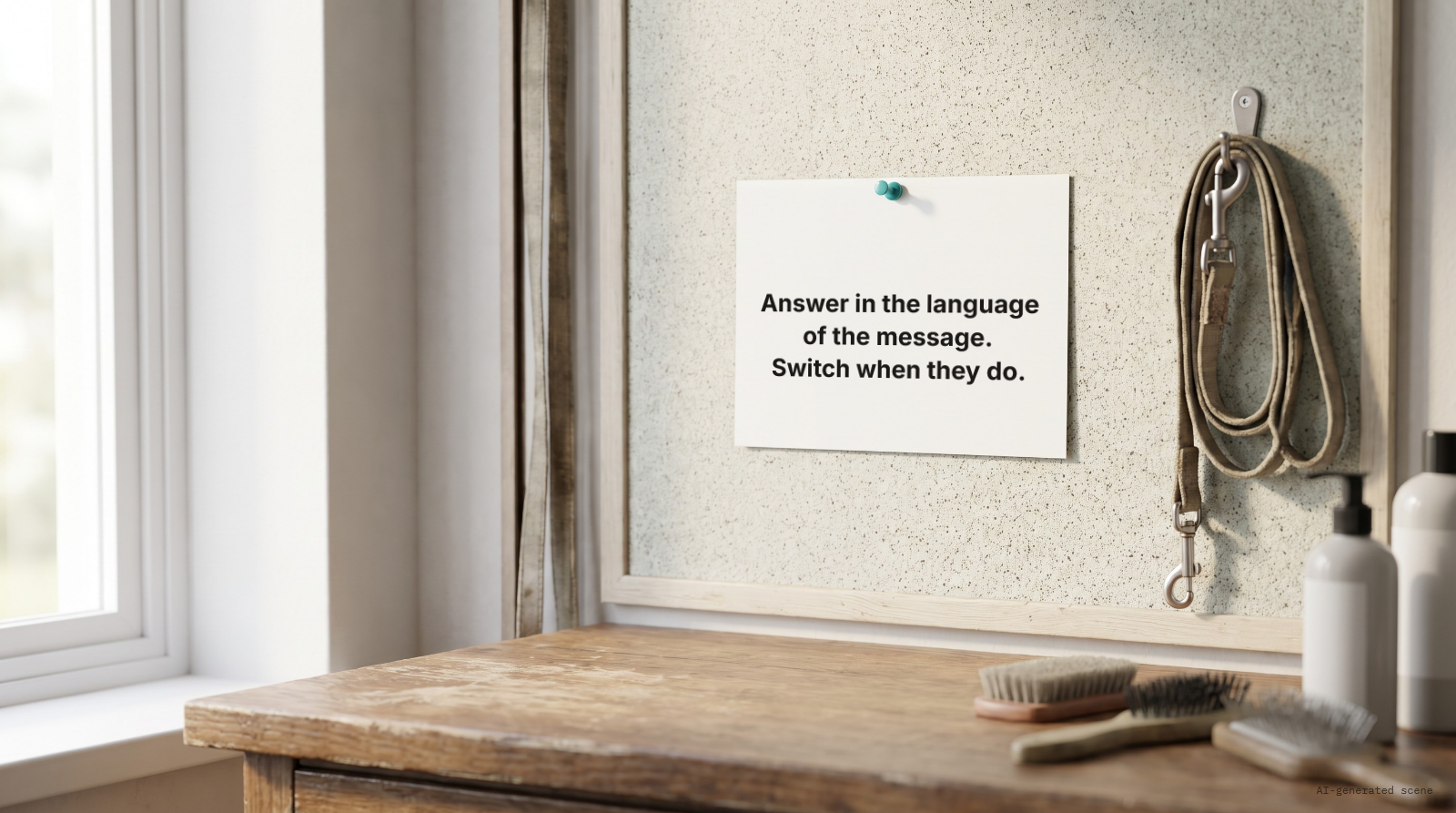 Check that the prices in your Spanish answers match the English ones to the cent. AI-generated scene.