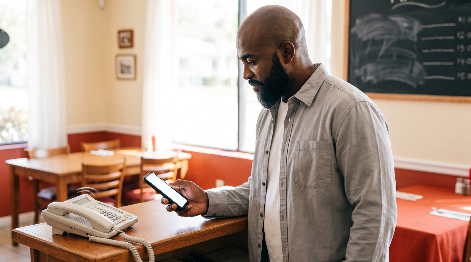 On Yelp, your reviews and your phone are now read by software, too. AI-generated scene.