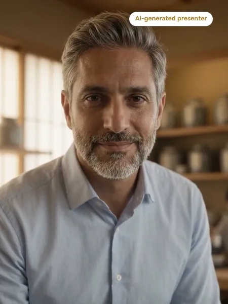 Blake, AI Sales Consultant — frame from Blake’s film, AI-generated presenter