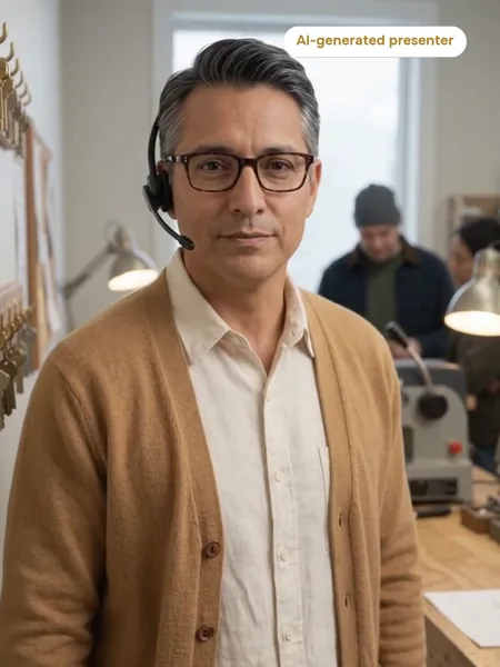 Reese, AI Lead Qualifier — frame from Reese’s film, AI-generated presenter