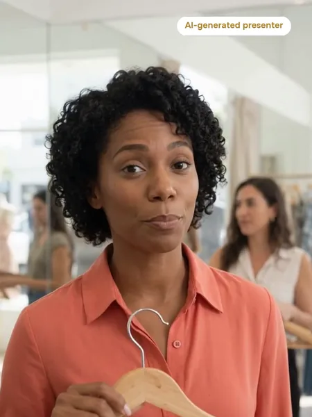 Ruby, AI Customer Support Agent — frame from Ruby’s film, AI-generated presenter