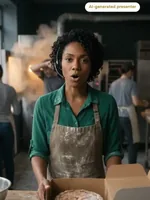 Ruby opening a delivery box in a bakery