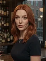 Sloane in a bar, talking to the camera