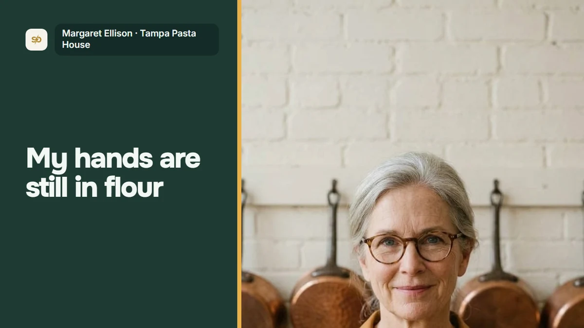 Margaret Ellison, owner of Tampa Pasta House, in her kitchen.